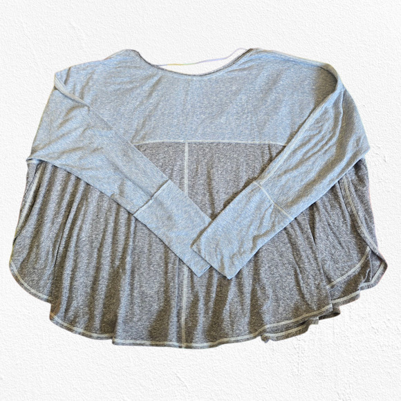 We the Free Blue Grey Cloud Nine Sleeve Peplum Hem Oversized Blouse Size Medium - Picture 12 of 12